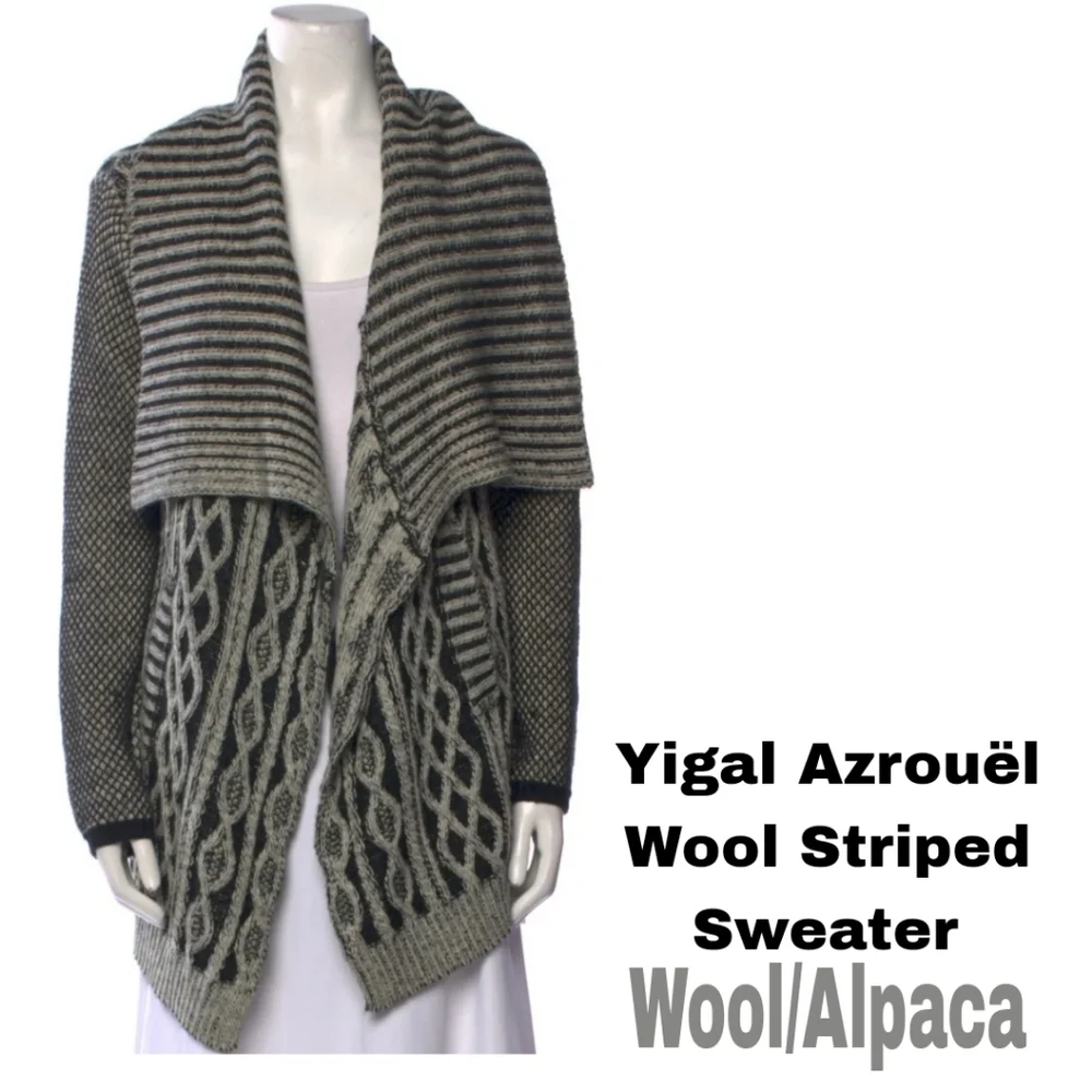 Yigal Azrouël Alpaca / Wool Striped Cardigan Sweater EXCELLENT 👀